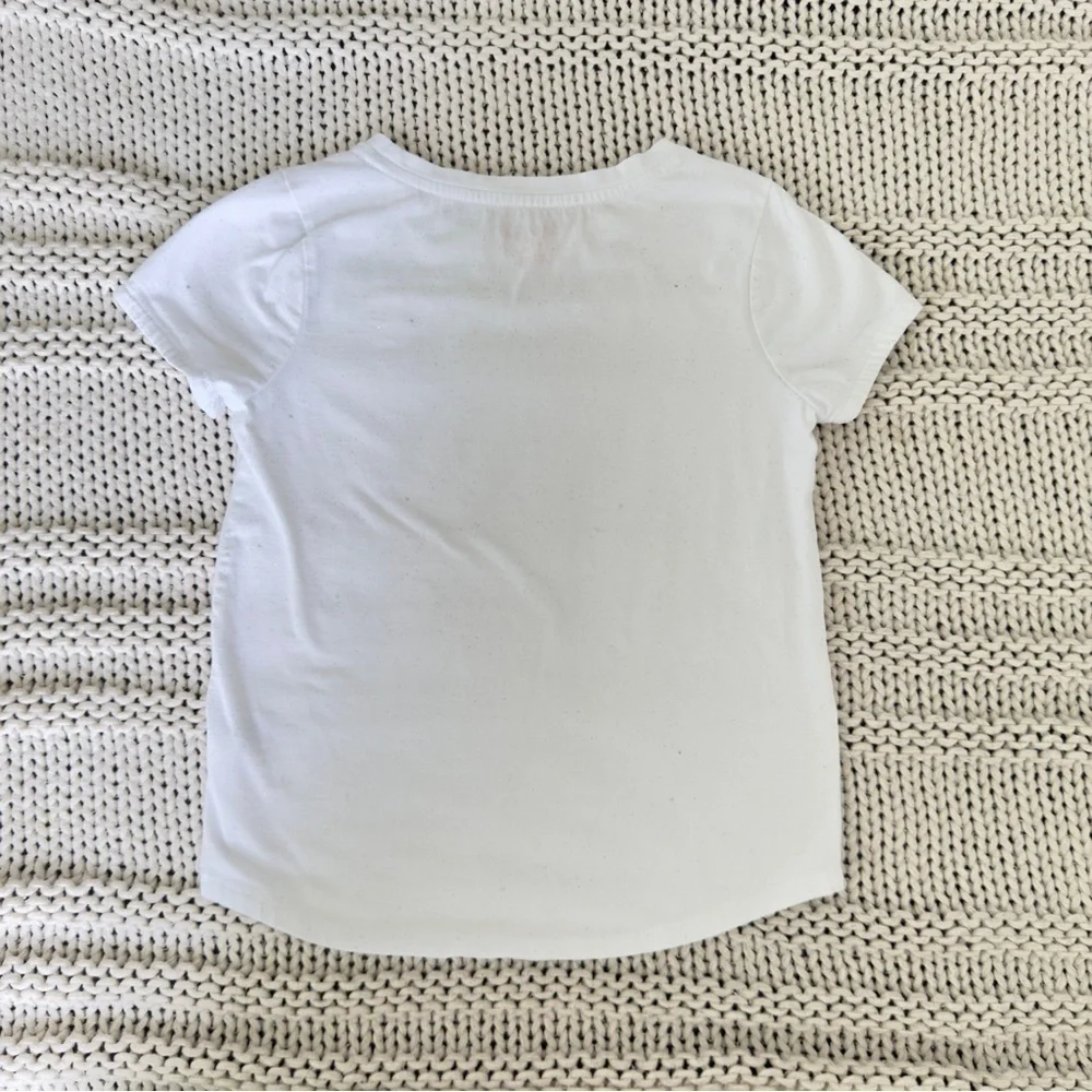Cat & Jack Bright White Short Sleeve Glitter Girl's Tee Medium 7/8